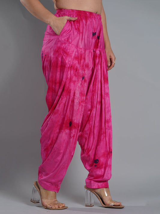 Magenta Rayon TieDyeSalwar