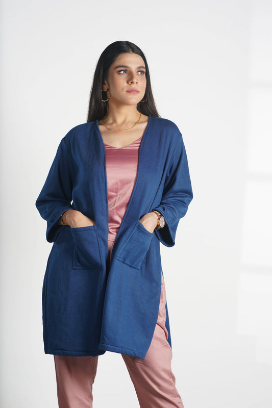 Marineblue Longline Shrug - Solid