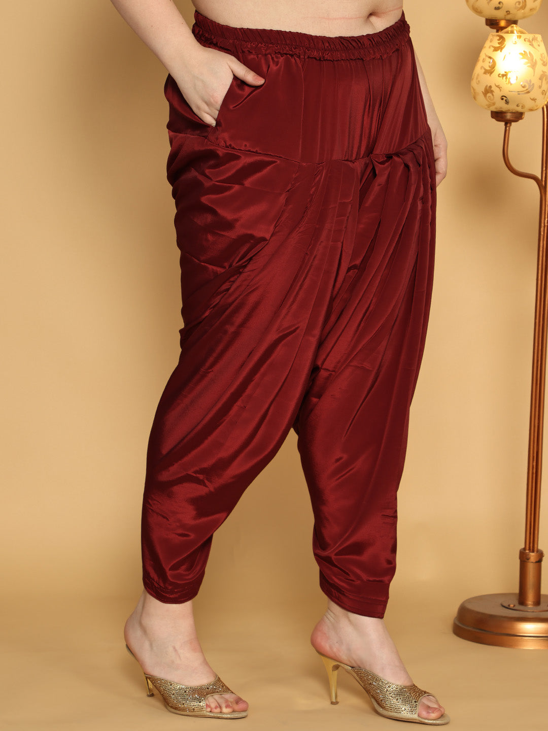 Maroon Crepe Silk Salwar