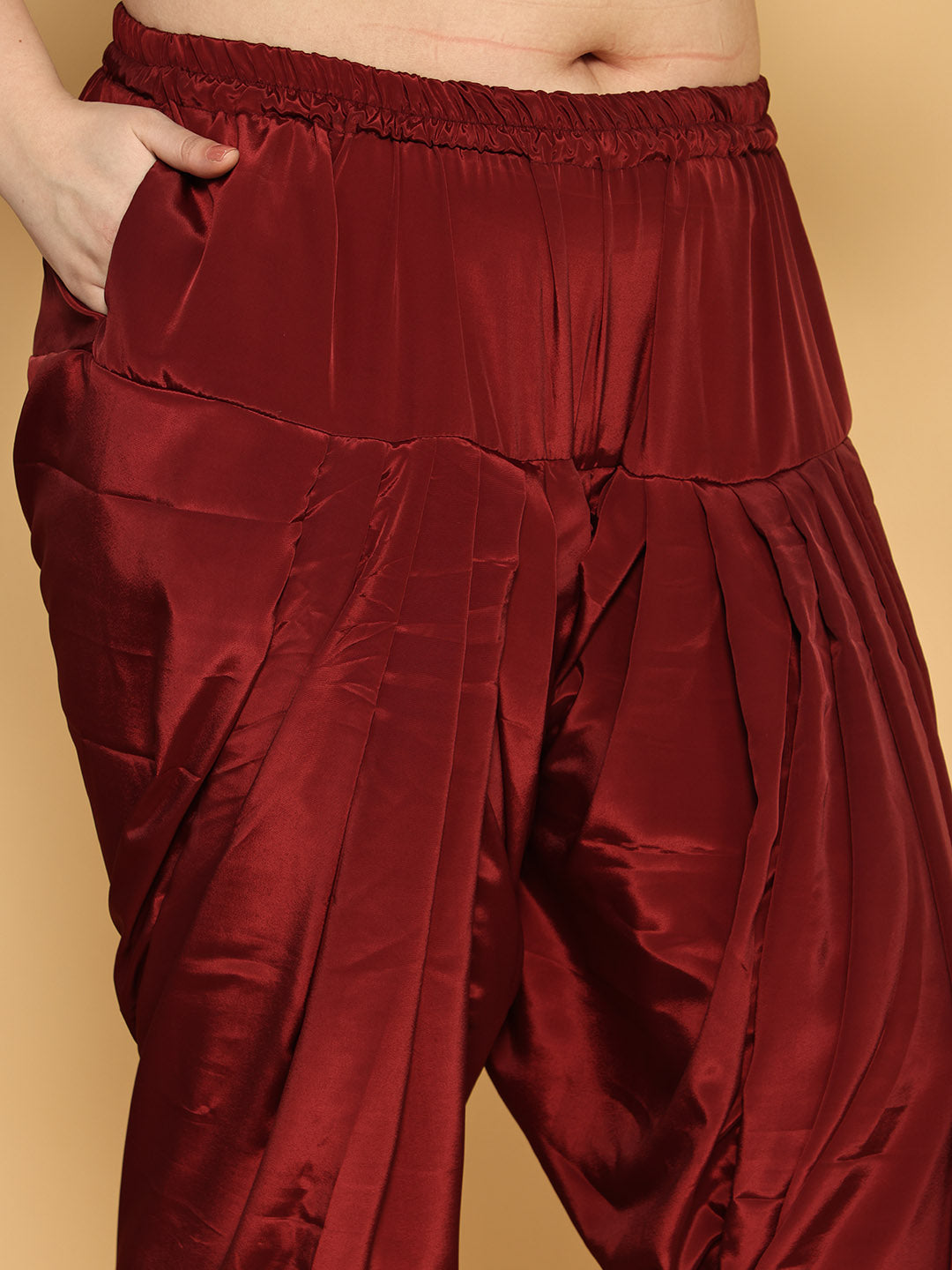 Maroon Crepe Silk Salwar