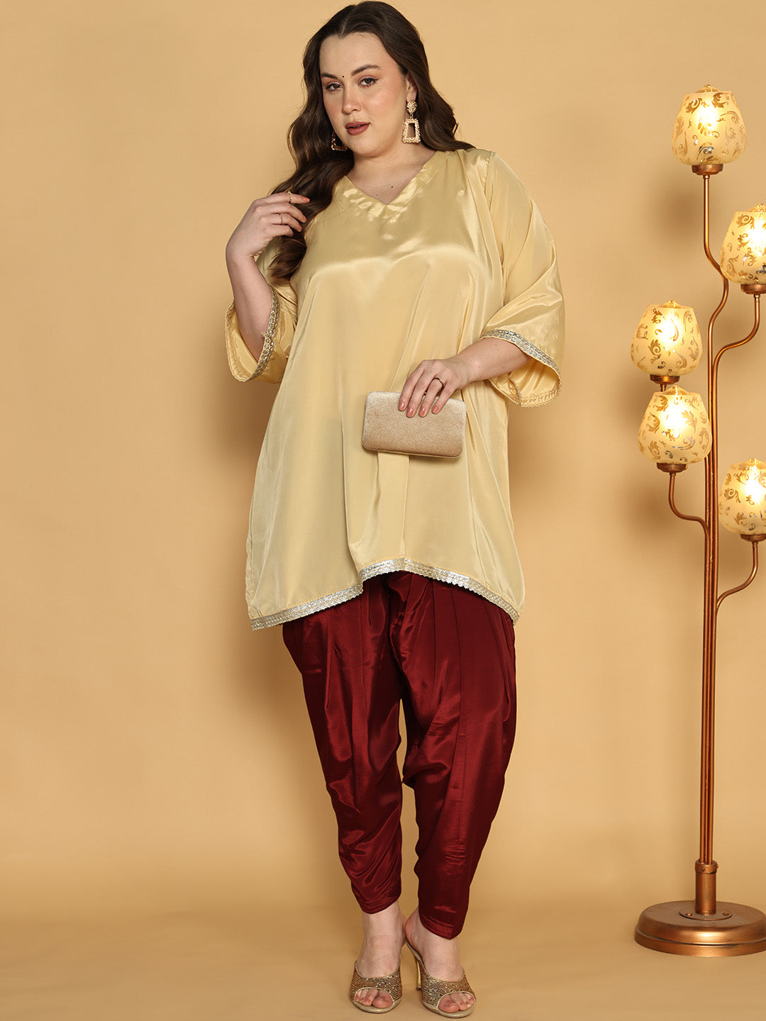 Maroon Crepe Silk Salwar