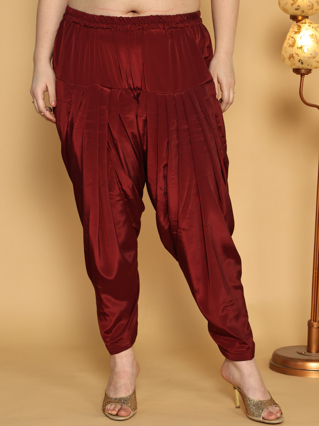 Maroon Crepe Silk Salwar