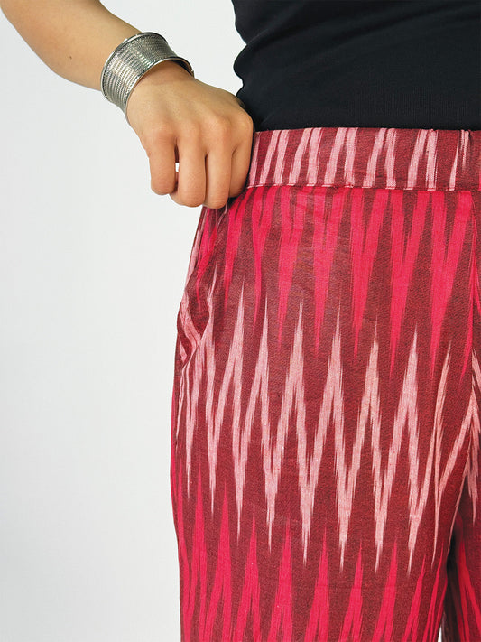 Maroon Ikat Palazzo Pants