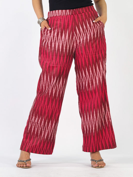 Maroon Ikat Palazzo Pants