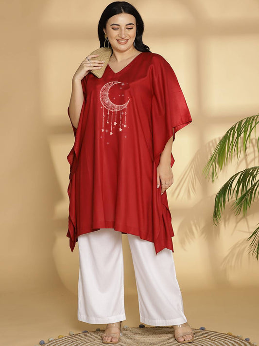 Maroon Kaftan Kurta - Chaand