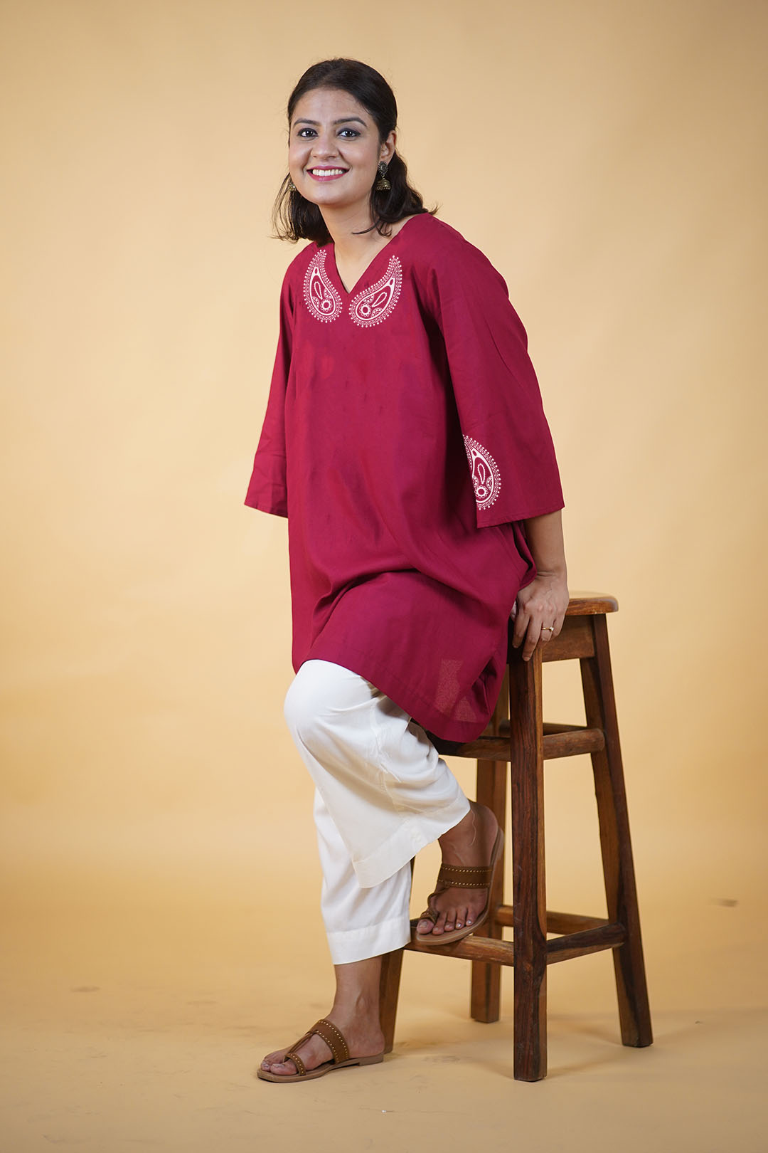 Maroon Rayon Kurti - Nayan