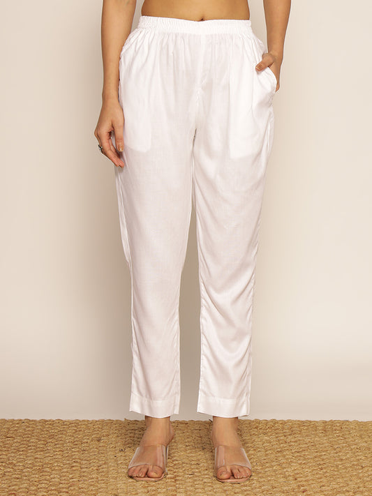 MilkyWhite Rayon Pants