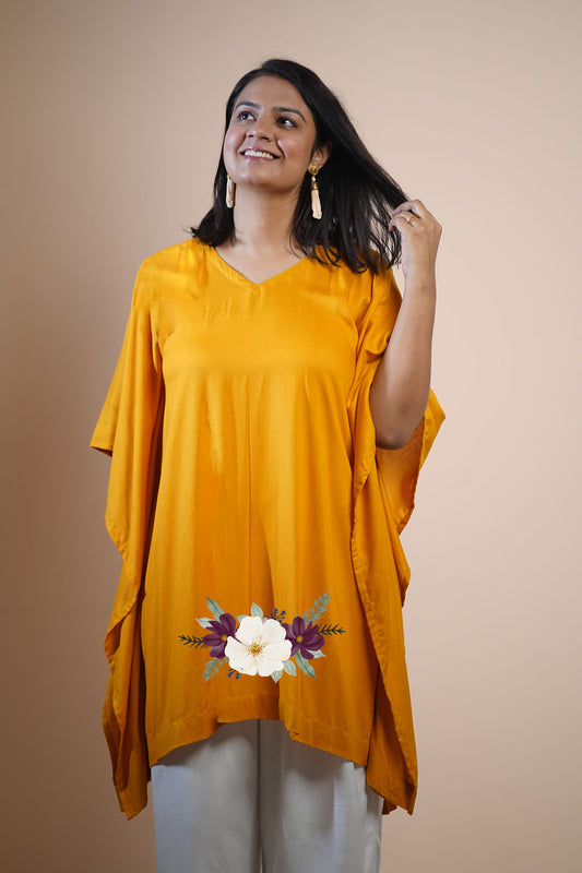 Mustard Rayon KaftanKurta - GoldenGlow