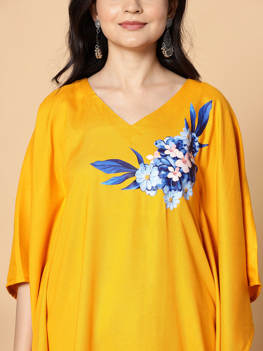 Mustard Rayon KaftanKurta - Topaz