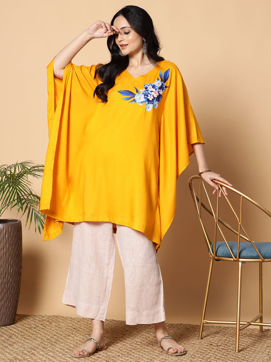 Mustard Rayon KaftanKurta - Topaz