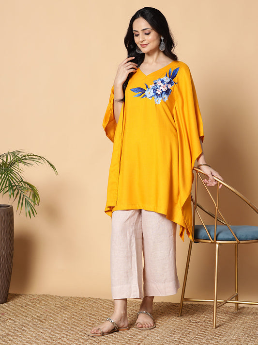 Mustard Rayon KaftanKurta - Topaz