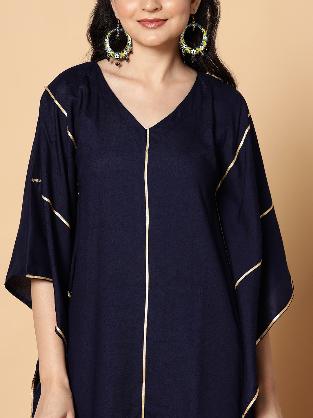 Navy Festive Kaftan Kurta - Opaline