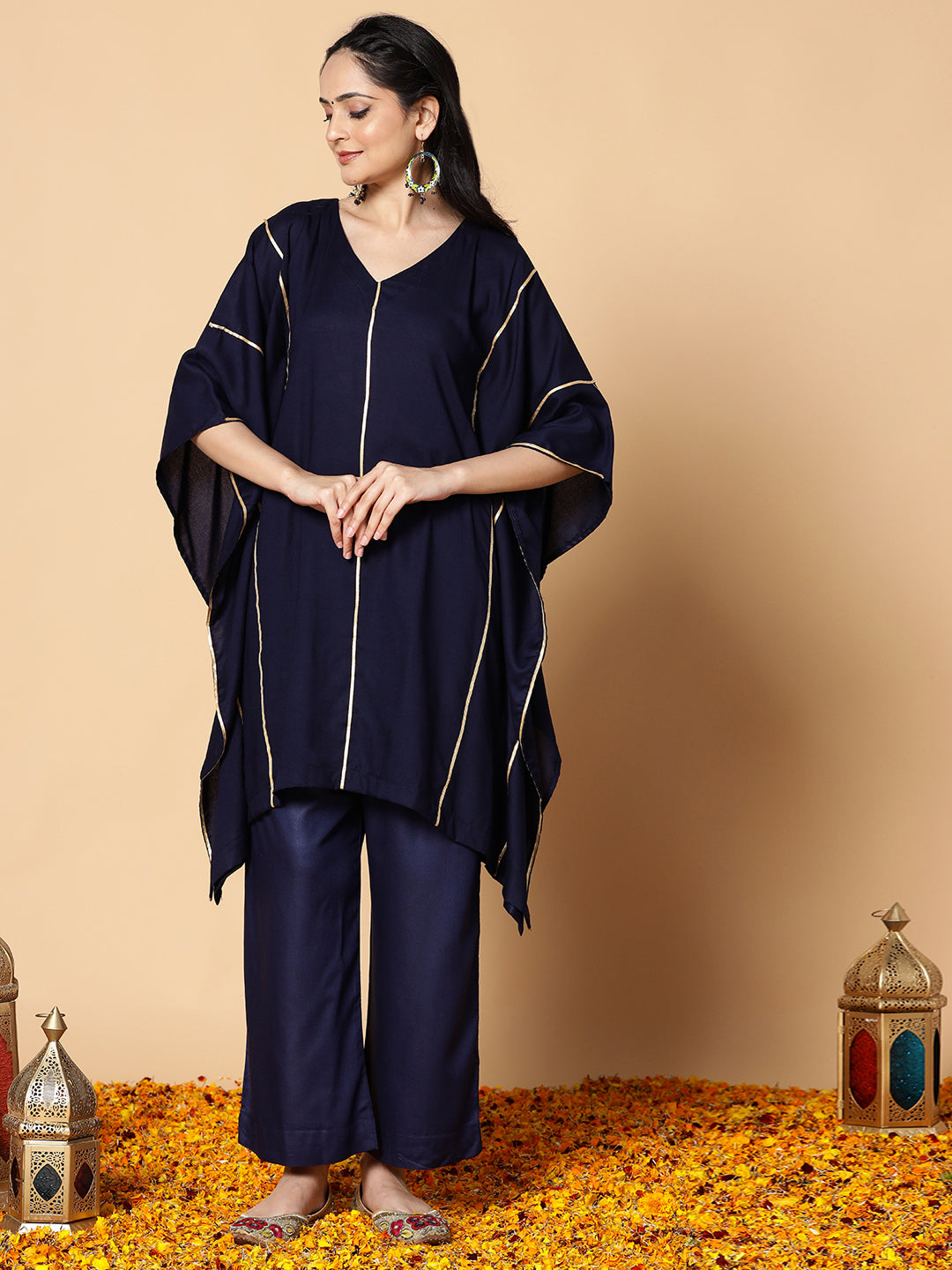 Navy Festive Kaftan Kurta - Opaline