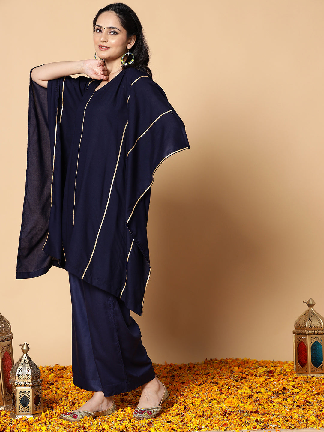 Navy Festive Kaftan Kurta - Opaline
