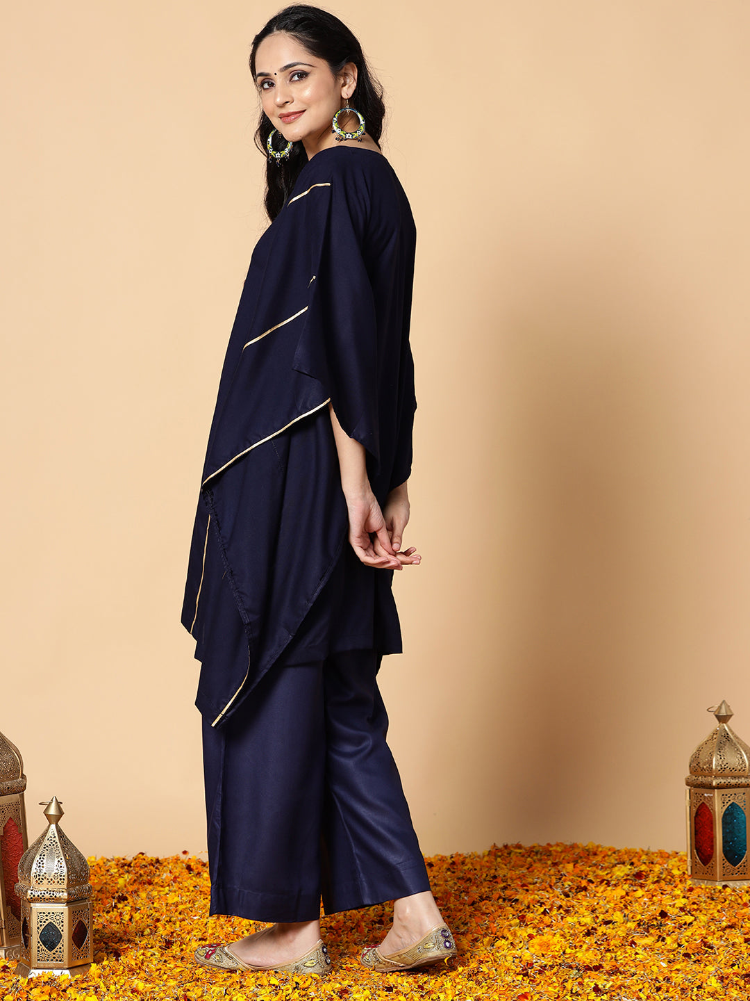 Navy Festive Kaftan Kurta - Opaline