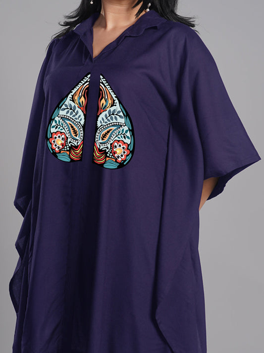 Navy Rayon Shirt-Kaftan - Beauty at its best!