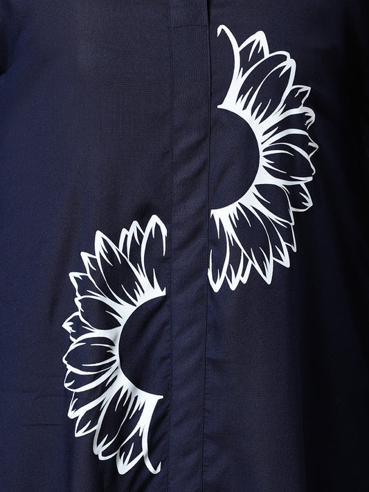 Navy Rayon Shirt-Kaftan - Halves