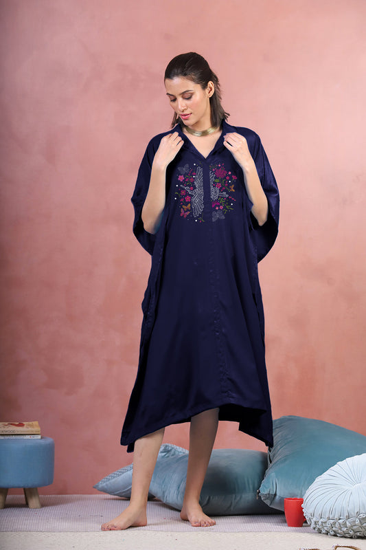 Navy Rayon Shirt-Kaftan - Phoenix