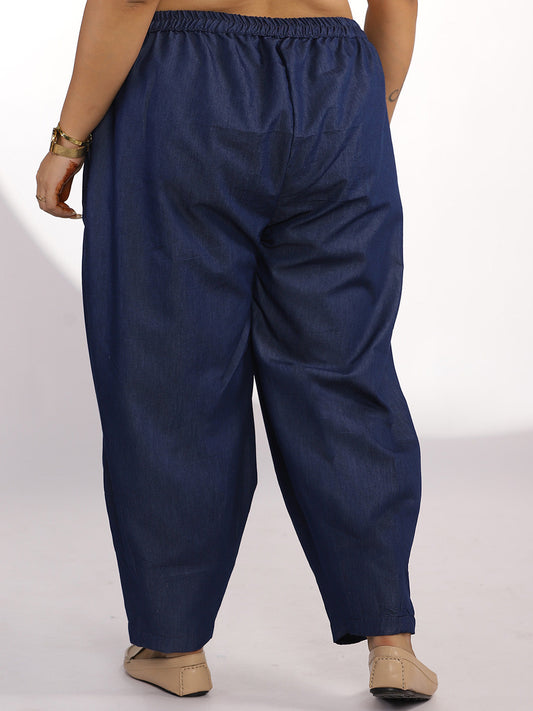 Navy Denim Mom-Fit Pants