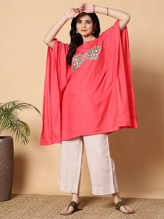 Peach Kaftan Kurta - Diagonal