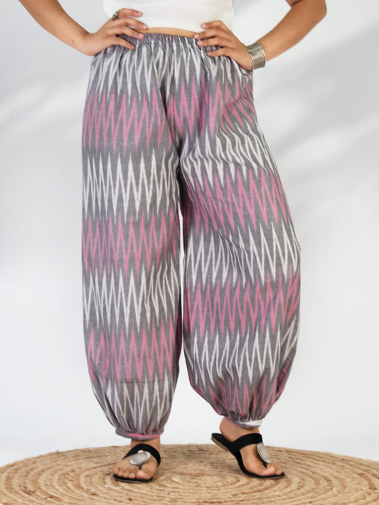 Pink&Grey Ikat Balloon Salwar