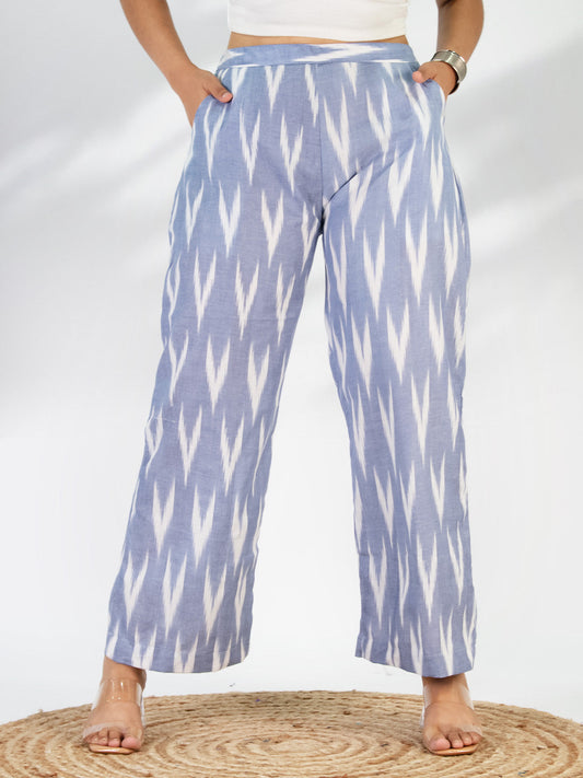 PowderBlue Ikat Palazzo Pants