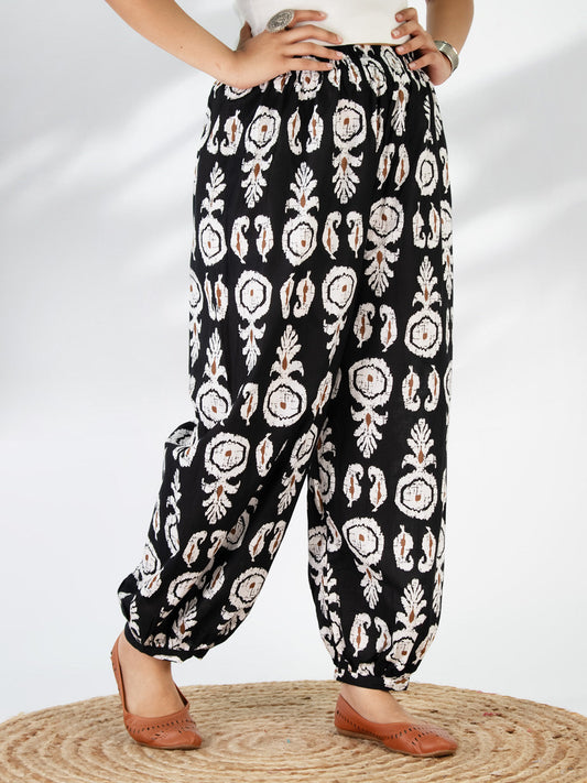 Printed Cotton Balloon Salwar - BlackBoho