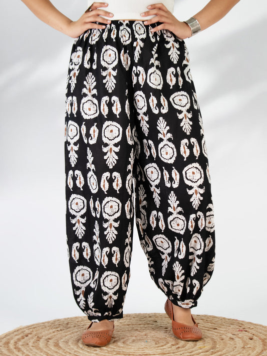 Printed Cotton Balloon Salwar - BlackBoho