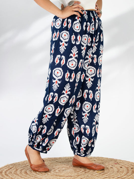 Printed Cotton Balloon Salwar - NavyBoho