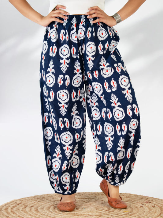 Printed Cotton Balloon Salwar - NavyBoho