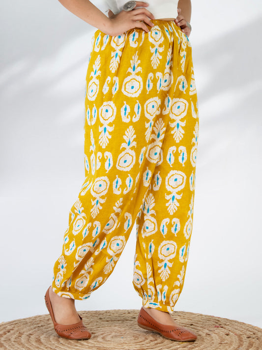 Printed Cotton Balloon Salwar - YellowBoho