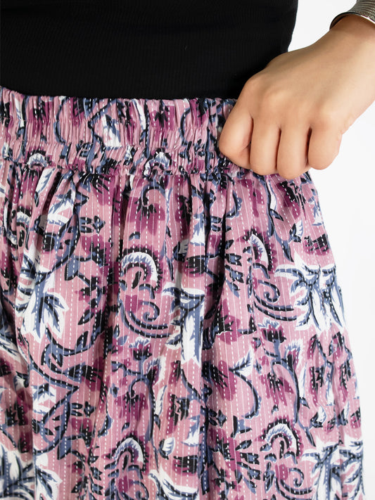 Printed Cotton Flared Palazzo - BlushKantha