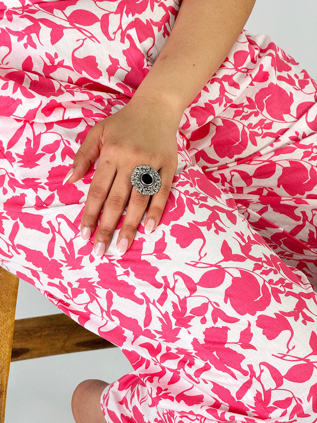 Printed CottonSlub Palazzo Pants - CoralBloom