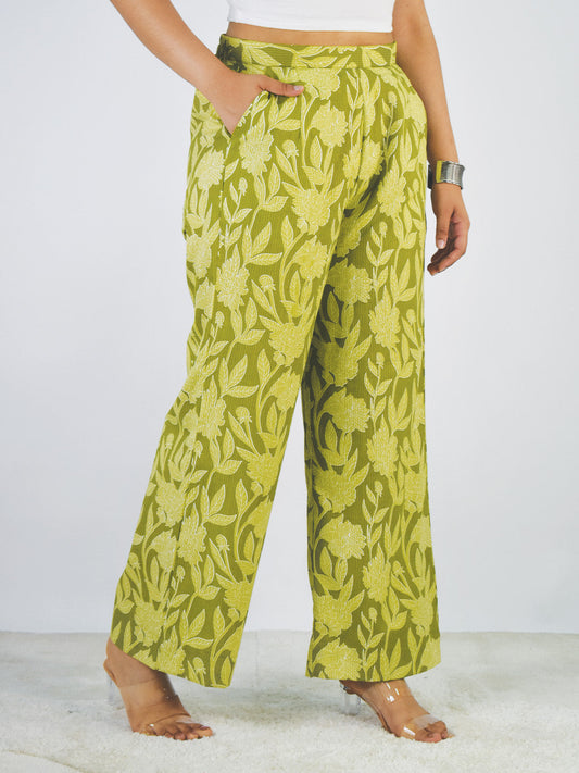 Printed Cotton Palazzo Pants - GreenFiesta