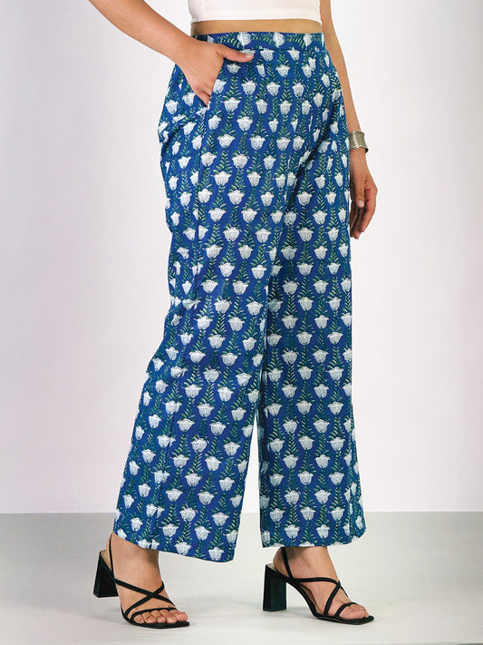 Printed Cotton Palazzo Pants - Kavya