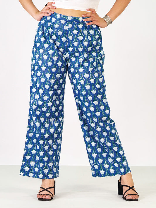 Printed Cotton Palazzo Pants - Kavya