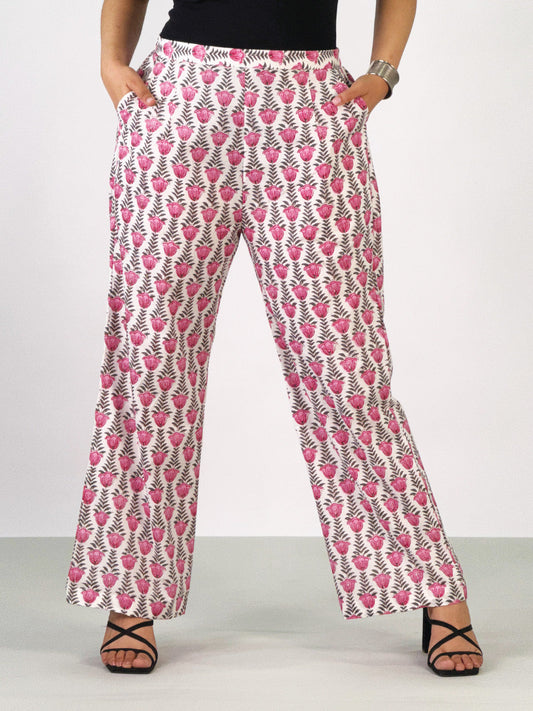 Printed Cotton Palazzo Pants - Noorani