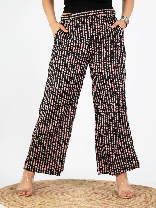 Printed Cotton Palazzos Pants - BlackPearls