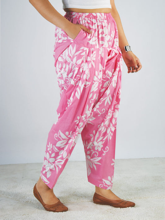 Printed Cotton Salwar - BabyPinkFlora
