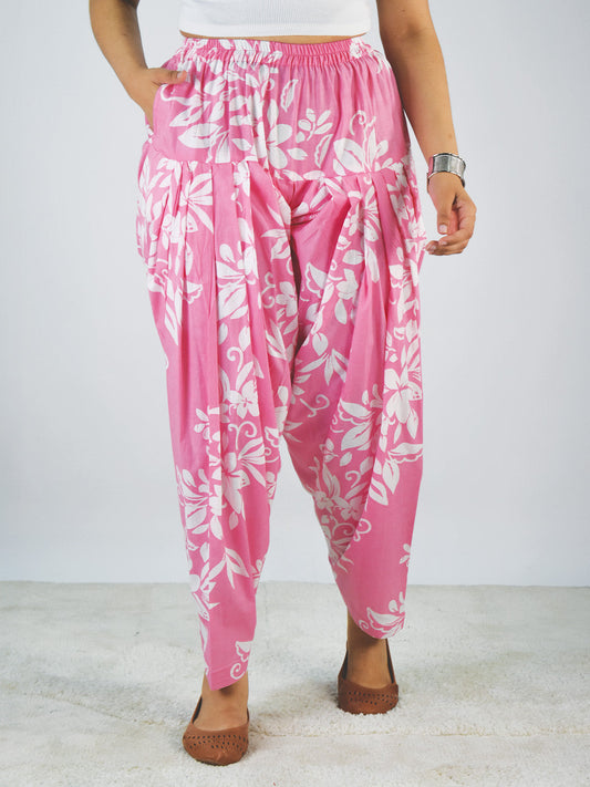 Printed Cotton Salwar - BabyPinkFlora