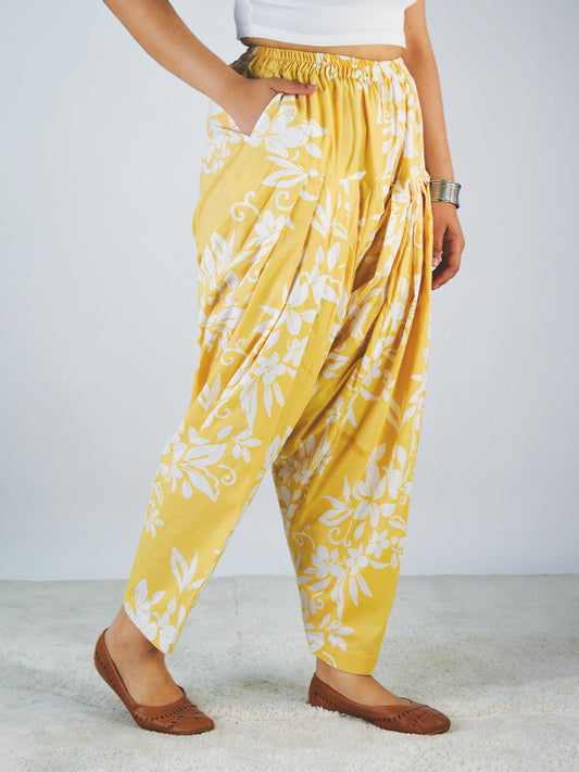 Printed Cotton Salwar - YellowFlora