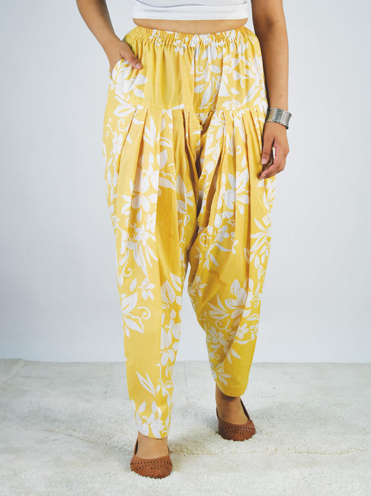 Printed Cotton Salwar - YellowFlora