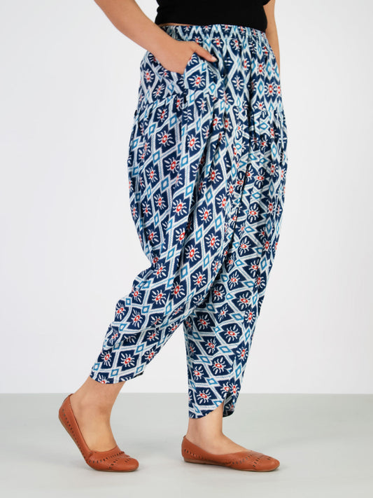 Printed Cotton Tulip Salwar - NavyStencil