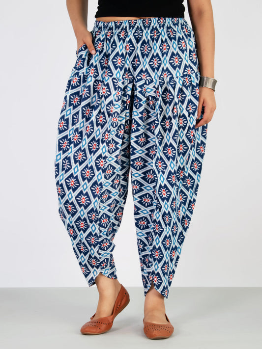 Printed Cotton Tulip Salwar - NavyStencil