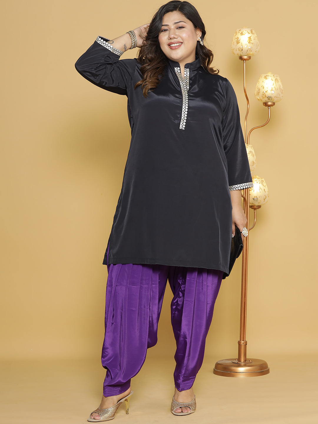 Purple Crepe Silk Salwar