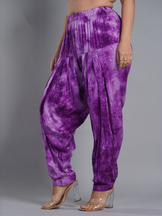Purple Rayon TieDyeSalwar