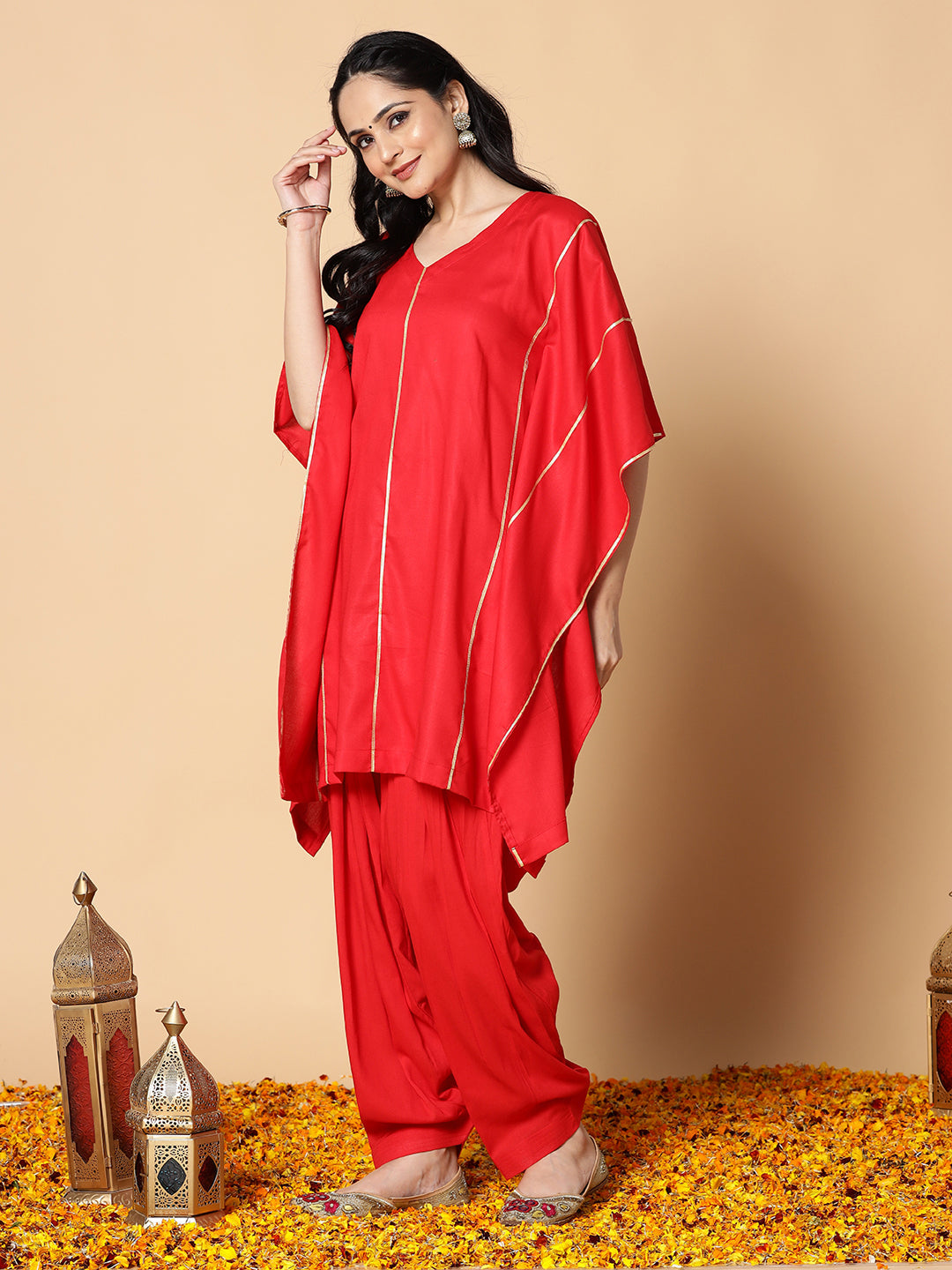 Red Festive Kaftan Kurta - Rojo