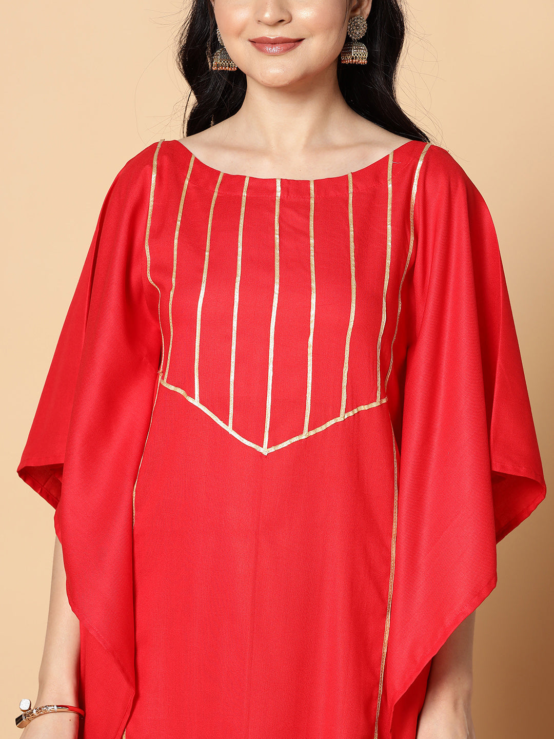 Red Festive Kaftan Kurta - Rouge
