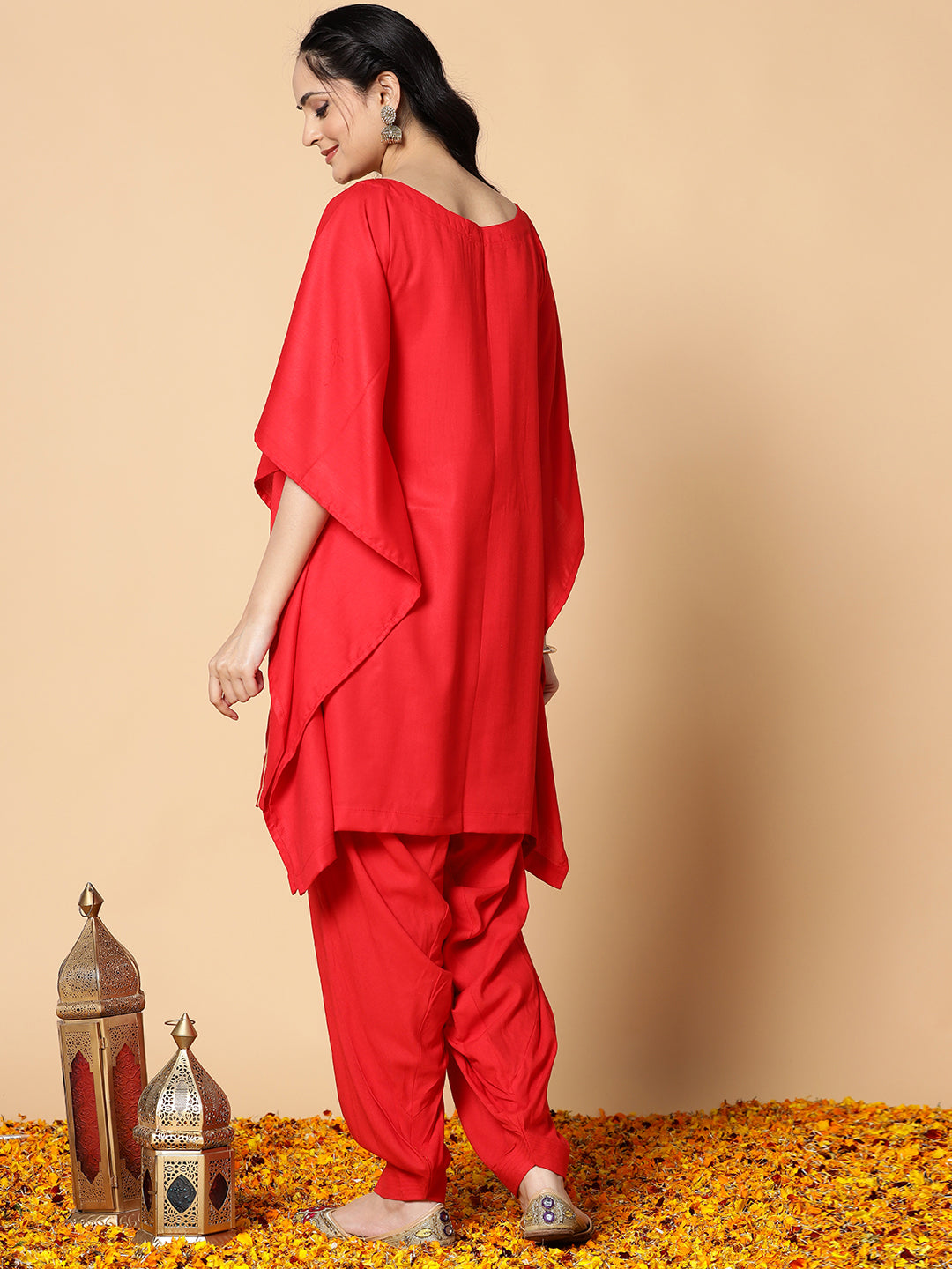 Red Festive Kaftan Kurta - Rouge