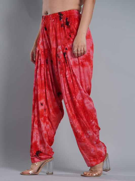 Red Rayon TieDyeSalwar